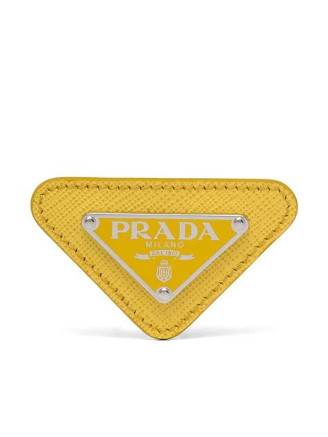 prada enamelled triangle-logo pin|Prada.